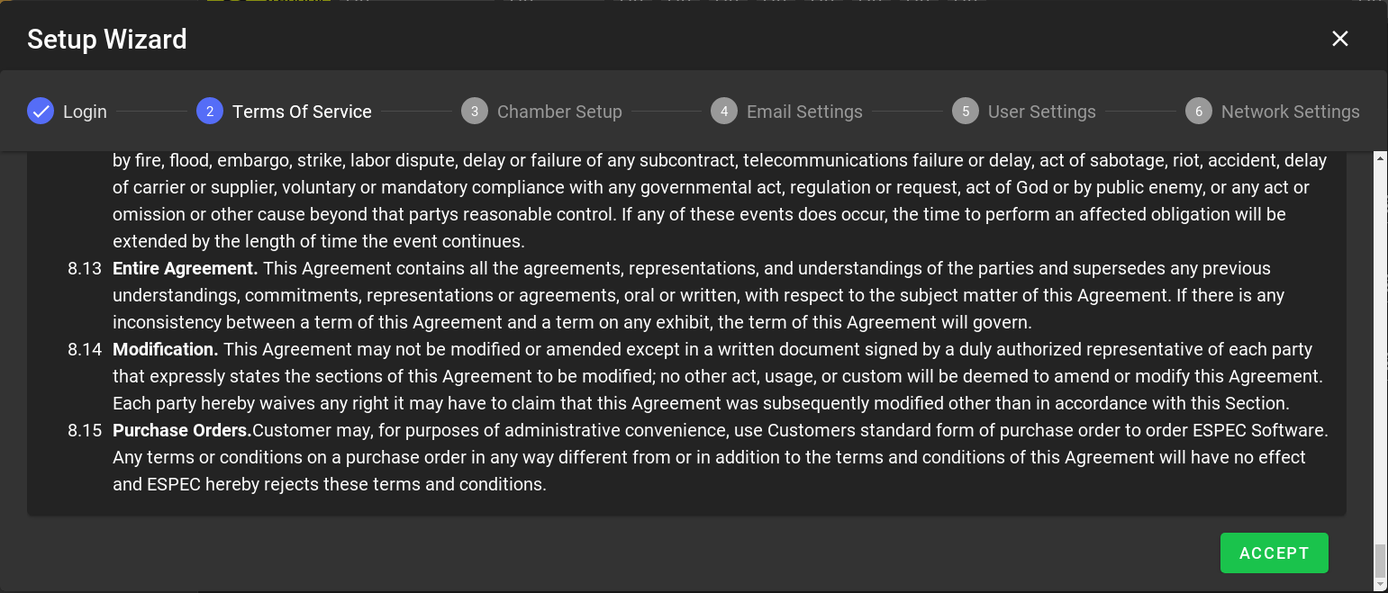 Accepting the Terms of service.
