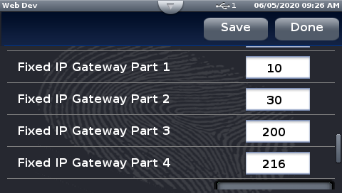 Setting fixed gateway values
