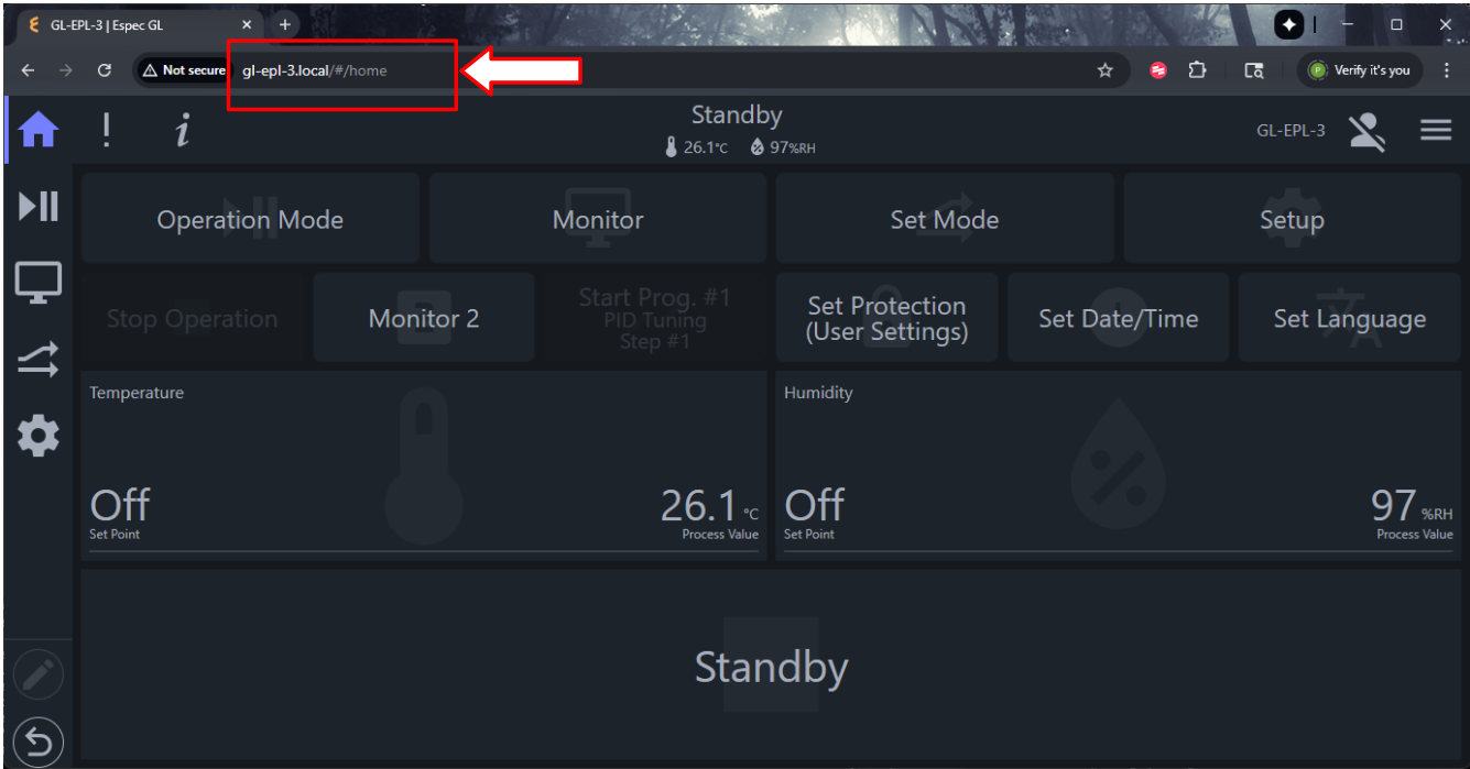 GL controller on a Web browser