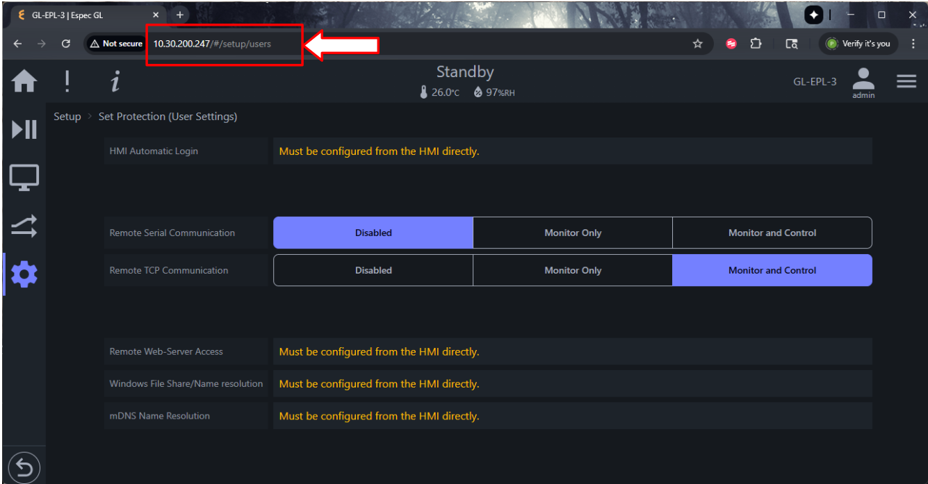 GL controller on a Web browser