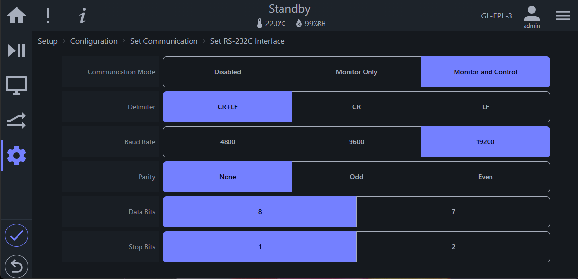 RS-232C Communication Setup