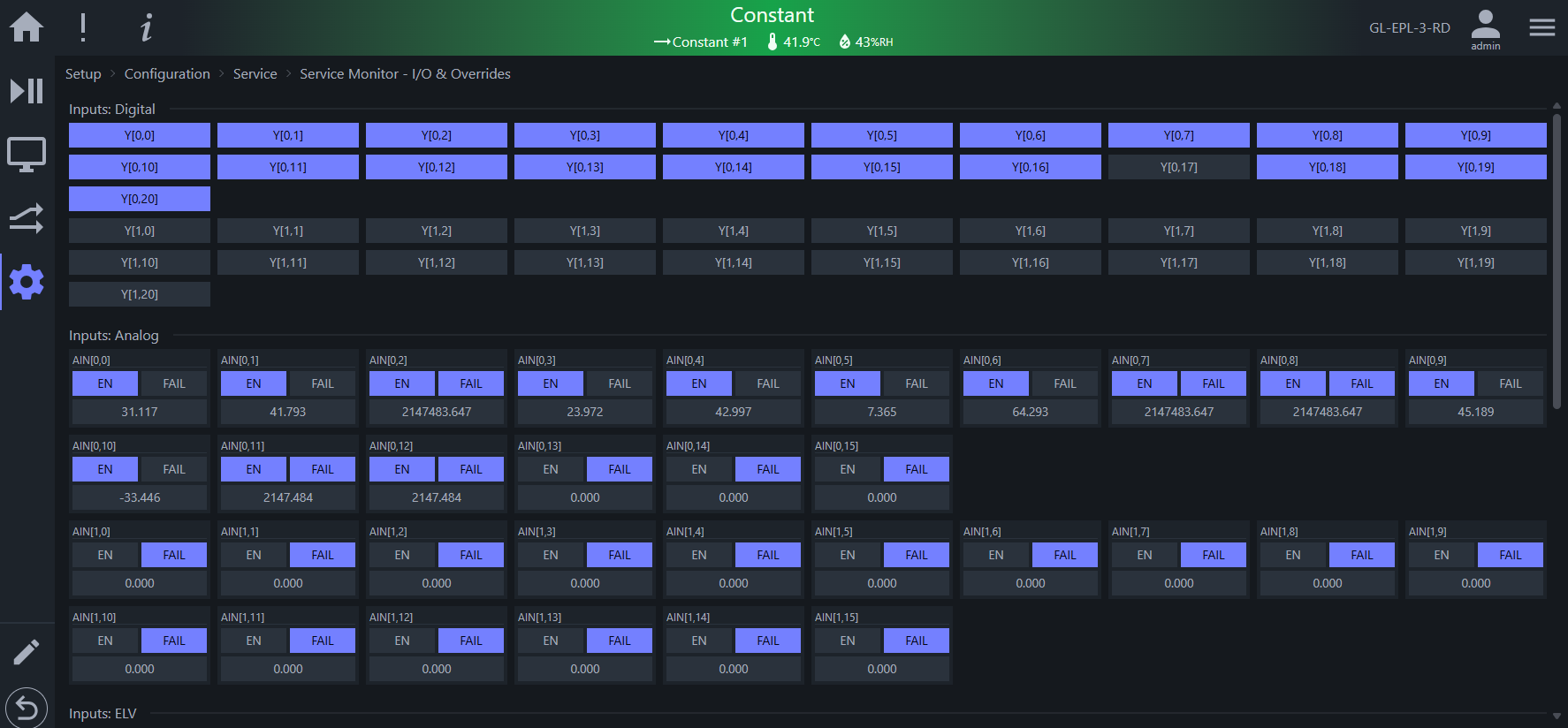I/O (input/output) overrides page of Service Monitor