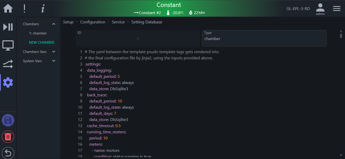 Chamber configuration file