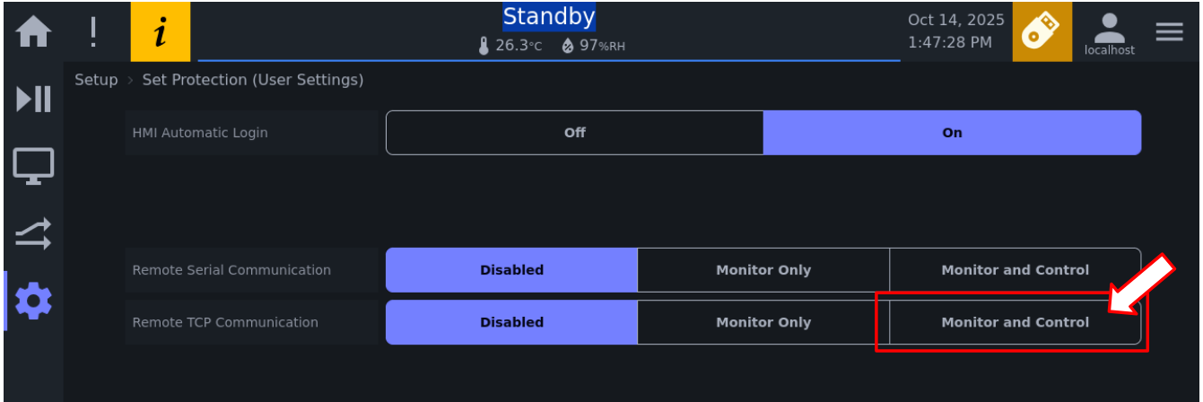 Enabling remote TCP communication