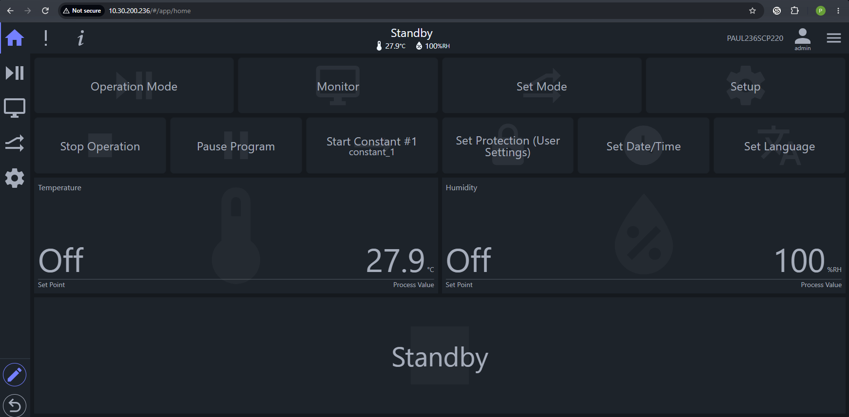 GWC Web-base UI for ESPEC SCP220